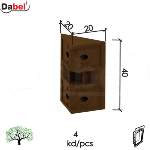 Picture of Dabel ugaonik za nameštaj u9000 braon 20x20x40 mm (4kom)