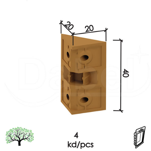 Picture of Dabel ugaonik za nameštaj u9000 oker 20x20x40 mm (4kom) 