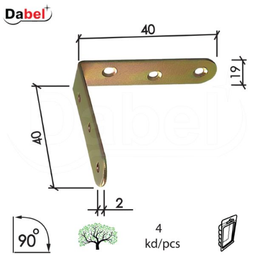 Picture of Dabel ugaonik za nameštaj u4123 znž 40x40x19/2,0 mm 4kom