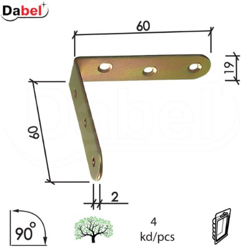 Picture of Dabel ugaonik za nameš u4123 znž 60x60x19/2,0 mm 4kom