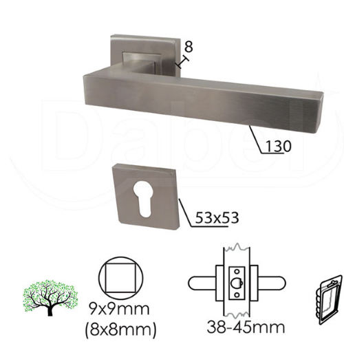 Picture of Dabel kvaka roz za vrata ohrid inox 53x53/8/130/8/9 mm c