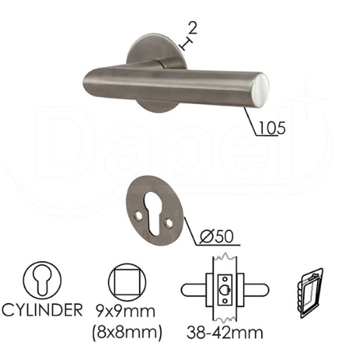 Picture of Dabel kvaka rozeta za vrata ada inox fi50/2/105/8/9 mm 