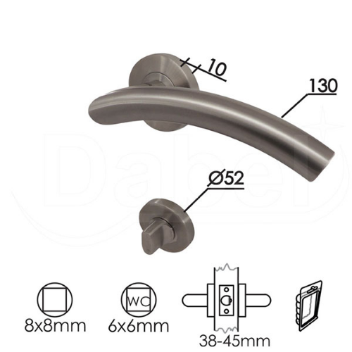 Picture of Dabel kvaka roz za vrata pirot inox 54/10/130/8/9 mm 6x6