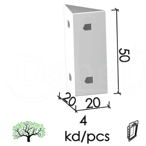 Picture of Dabel ugaonik za nameštaj u9000 bela 20x20x50 mm (4kom)