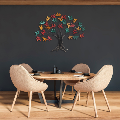 Picture of Zidna dekoracija drvo sa šarenim lišćem 115x94x4 cm
