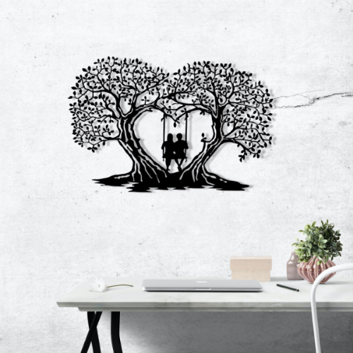 Picture of Zidna dekoracija drvo sa ljuljaškom, metal drvo, 65x43 cm