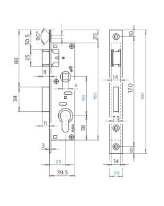 822/25-60 L P20 b brava za metal vrata