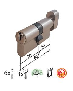 Dabel cilindar sa dugmetom cl2036k nikl 60 mm (30-30) 3k