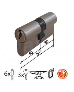 Dabel cilindar za vrata cl2036 nikl 80 mm (30-50) 3k dbp1