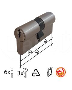 Dabel cilindar za vrata cl2036 nikl 80 mm (40-40) 3k dbp1