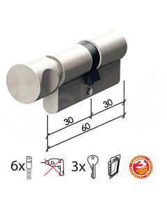 Dabel cilindar sa dugmetom CL2010K SS 60mm(30D-30) 3K DBP1