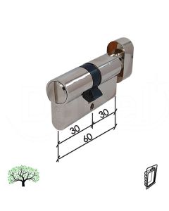 Dabel cilindar za WC vrata CL2036WC Nikl 60mm(30-30) WC 6x6mm DBP1