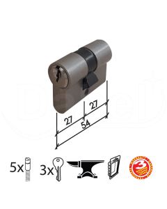 Dabel cilindar za vrata CL2036 Nikl 54mm(27-27) 3K DBP1