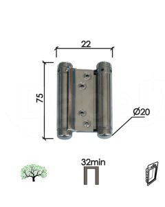 Dabel šarka kaubojska za vrata SP9035 Nikl 75x22/fi20mm 32mm min. štok DBP1