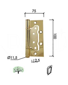 Dabel šarka brodska za vrata SP9009 Ms x100x75x2,5mm (2kom) BPDQ