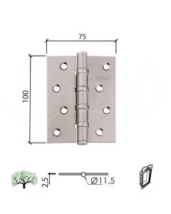 Dabel šarka brodska za vrata SP9036 B-Ni x100x75x2,5mm/fi11,5 (2kom) 4 ležaja BPDQ