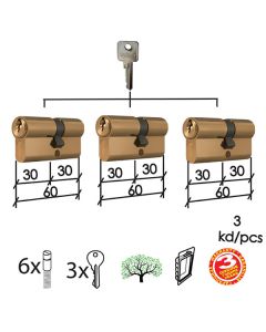 Dabel cilindar isti ključ CL2036S Mat Ms 60mm(30-30) (3kom) 3K DBP1