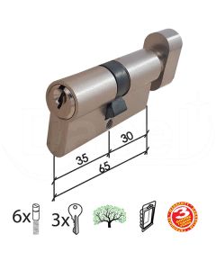 Dabel cilindar sa dugmetom CL2036K Nikl 65mm(30-35) 3K DBP1