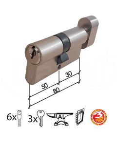 Dabel cilindar sa dugmetom CL2036K Nikl 80mm(30-50) 3K DBP1