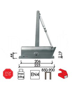 Dabel zatvarač za vrata 4029 Silver 223(206)x44(19)mm stop75 Q