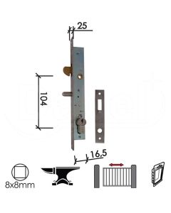 Dabel brava za kliznu kapiju B1003 Inox 16.5/104/22/8 Sa cilindrom DBP1