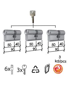 Dabel cilindar isti ključ CL2036S SS 90mm(40-50) (3kom) 3K DBP2