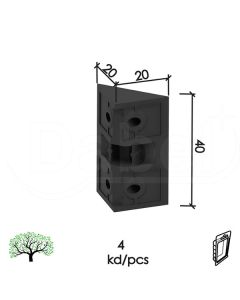 Dabel ugaonik za nameštaj u9000 crna 20x20x40 mm (4kom) 