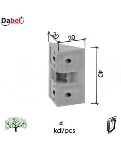 Dabel ugaonik za nameštaj u9000 siva 20x20x40 mm (4kom) 