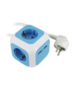 Commel kocka 4x šuko 16A 250V 3500W 2x USB 5V 2,1A 1,4 m