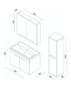 LIneart Enjoy kupatilska vertikala 360x320mm, bela