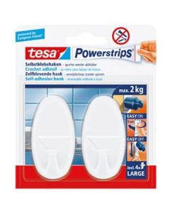 Tesa vešalica powerstrips ovalna Bela 2kom