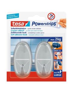 Tesa vešalica powerstrips ovalna hrom 2kom