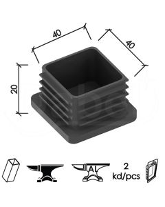 Dabel čep za bravarsku kutiju sn3 crna 40x40 mm (2kom) 