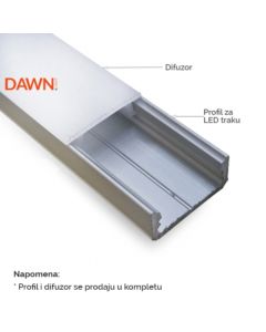 Led profil ll-alp002-r komplet sivi