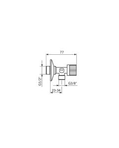 Rosan ugaoni ventil 1/2 sa 3/8 armor 77 mm kugla